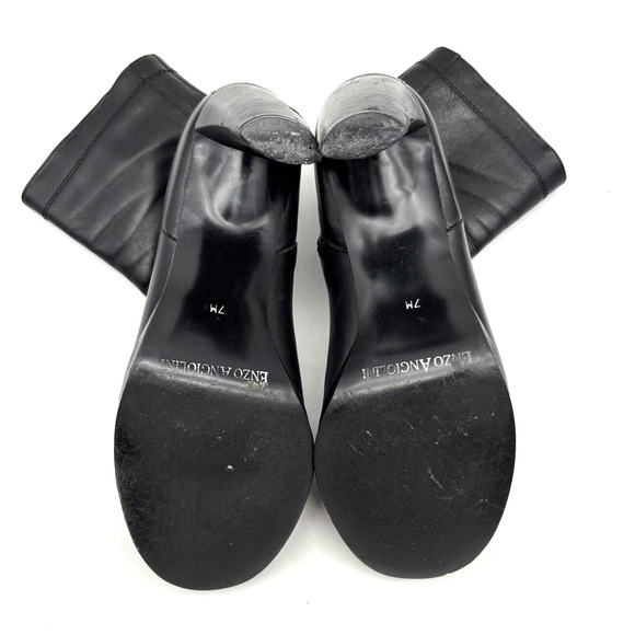 Vintage 90s Y2K Enzo Angiolini 'OASIS' Black Leather Block Heel Ankle Boots 7M - Picture 15 of 16